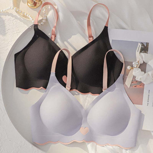 for Women Pink Blue One-Piece Bra Sets Seamless Bralette Cotton Panties Push Up Underwear Wireless Lingerie Set