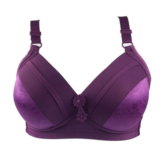 Linbaiway BC Cup Bras for Big Breasted Women Fat Full Coverage Wire Free Back Closure Underwear Gathered Bra