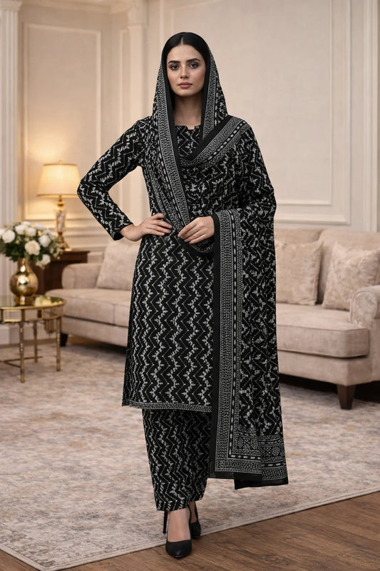 Swiss Lawn Unstitched 3 Piece Suit - A1795