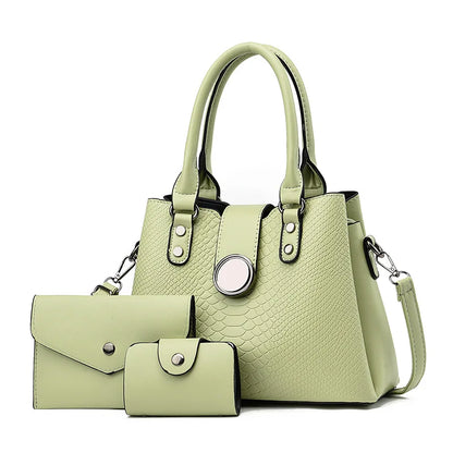 Fashion 3 Piece Set Ladies Bag European and American Retro Ladies Large Capacity Shoulder Handbag PU Material Women Tote Bag
