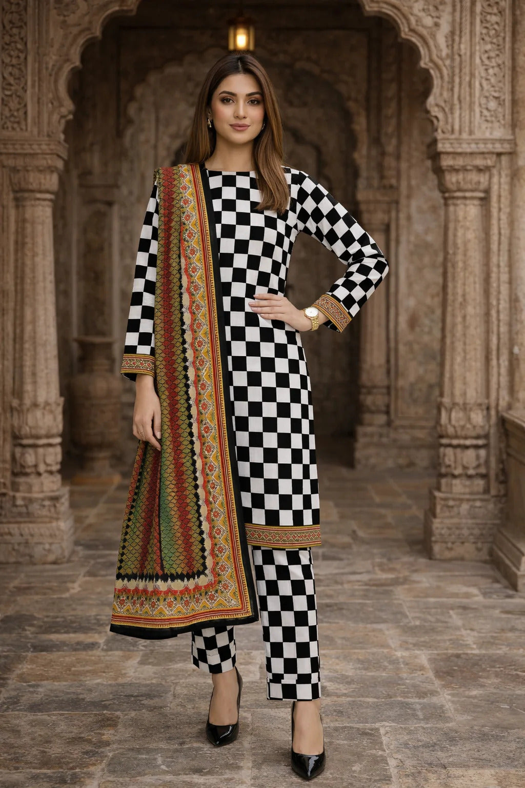 Swiss Lawn Unstitched 3 Piece Suit - A1775