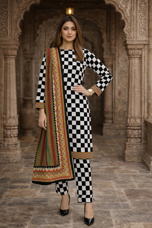 Swiss Lawn Unstitched 3 Piece Suit - A1775