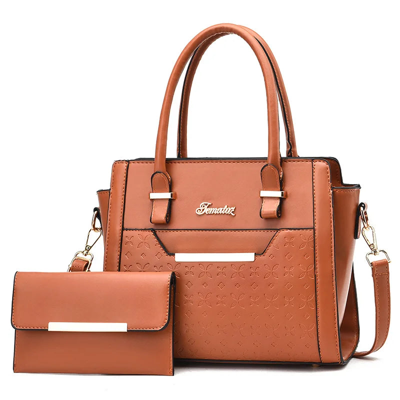 2024 Large Capacity Crossbody Composite Bag High Quality PU Single Shoulder Tote Bags Leather Embossed Women Fashion Handbags