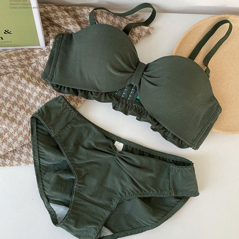 Women Strapless Sexy Lingerie Set Wireless Cotton Panties Underwear Invisible Bra Sets A B Lingerie