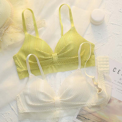 New Yellow Green Bra for Women Lace Cotton Panties Underwear Sexy Bras Set Luxury Wireless Lingerie Sets Panty A B