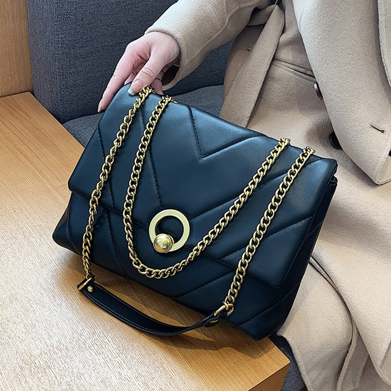 Small Chain PU Leather Crossbody Bags For Women 2022 Winter Branded Handbags Trend Lady Designer Women's Luxury Hand Bag