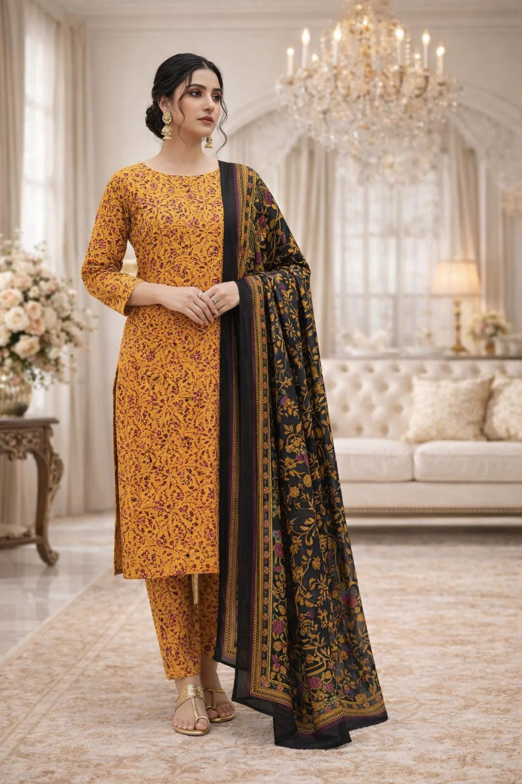 Swiss Lawn Unstitched 3 Piece Suit - A1710
