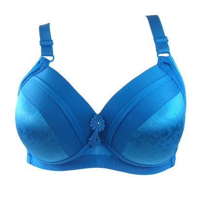 Linbaiway BC Cup Bras for Big Breasted Women Fat Full Coverage Wire Free Back Closure Underwear Gathered Bra
