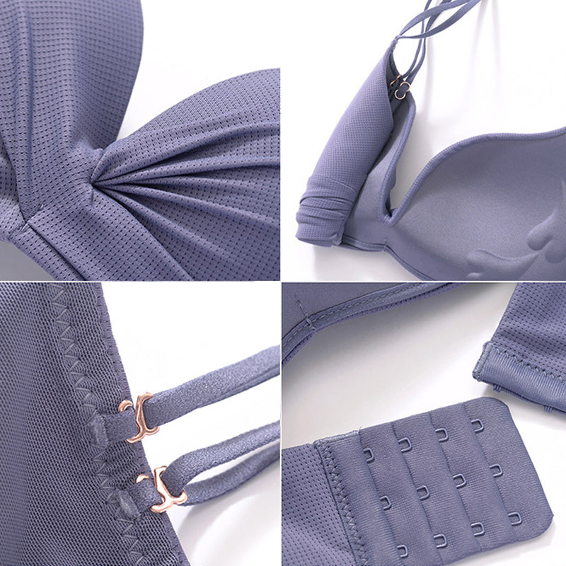 For Women Green Blue Bra Sets Padded Bralette Cross Back Cotton Panties Push Up Underwear Sexy Wireless Lingerie