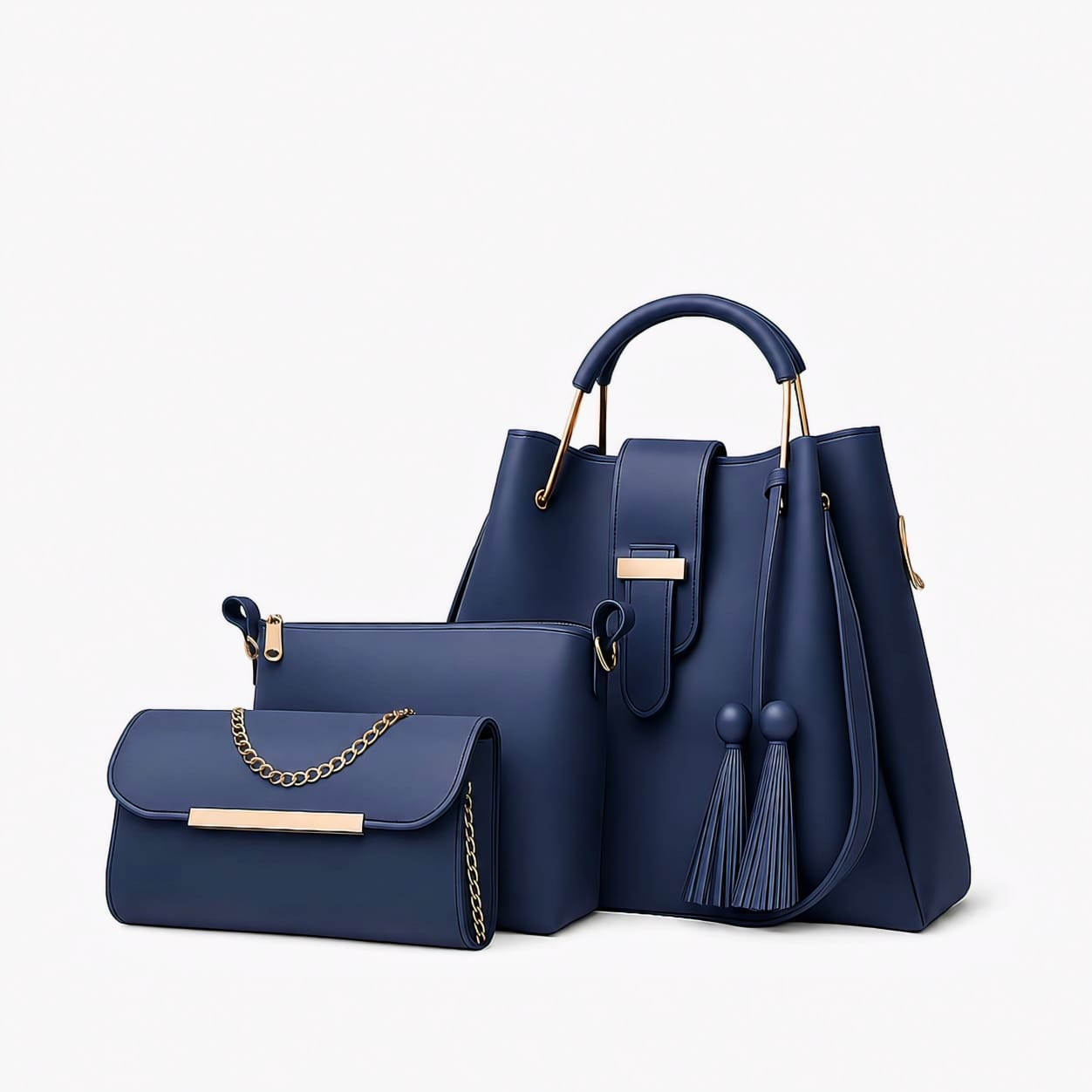 3-PCS TUSEL  PREMIUM LEATHER HANDBAGS