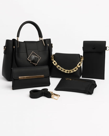 5-PCS DIAMOND PREMIUM LEATHER HANDBAGS