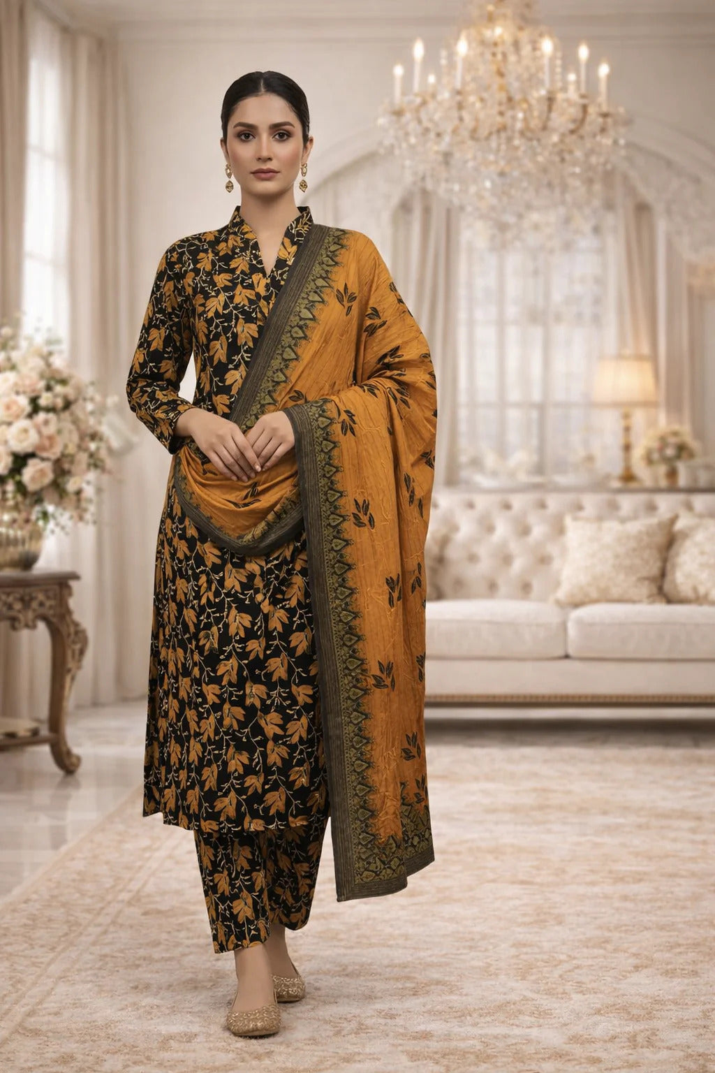 Swiss Lawn Unstitched 3 Piece Suit - A1709