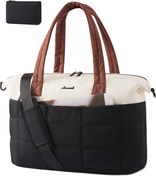 Gym Bag for Women & Men with Wet Pocket,48L Puffer Laptop Work Bags for Women with Computer Compartment,Waterproof Teacher Tote Bags Workout Weekender Carry on Travel Bag,Large Purse Handbags