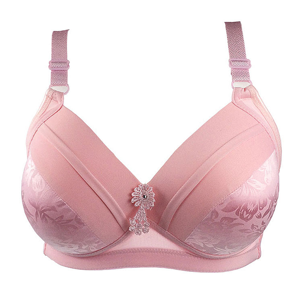 Linbaiway BC Cup Bras for Big Breasted Women Fat Full Coverage Wire Free Back Closure Underwear Gathered Bra