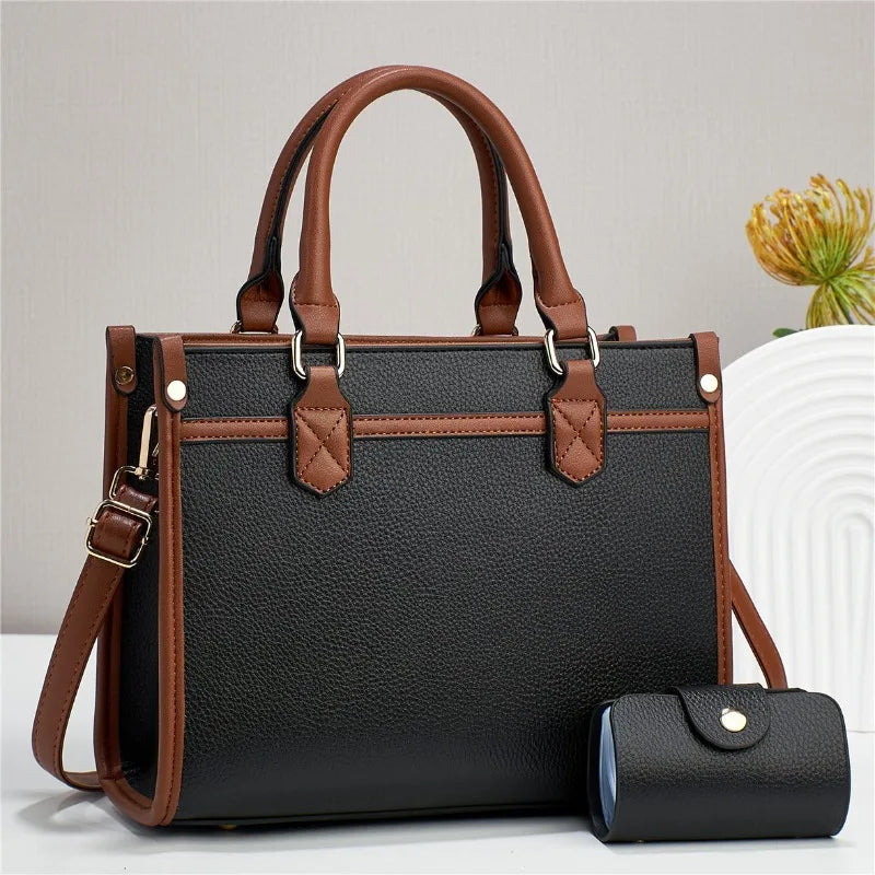 Leisure women's handbag 2024 new fashion contrasting color women's tote bag large capacity women's shoulder crossbody bag