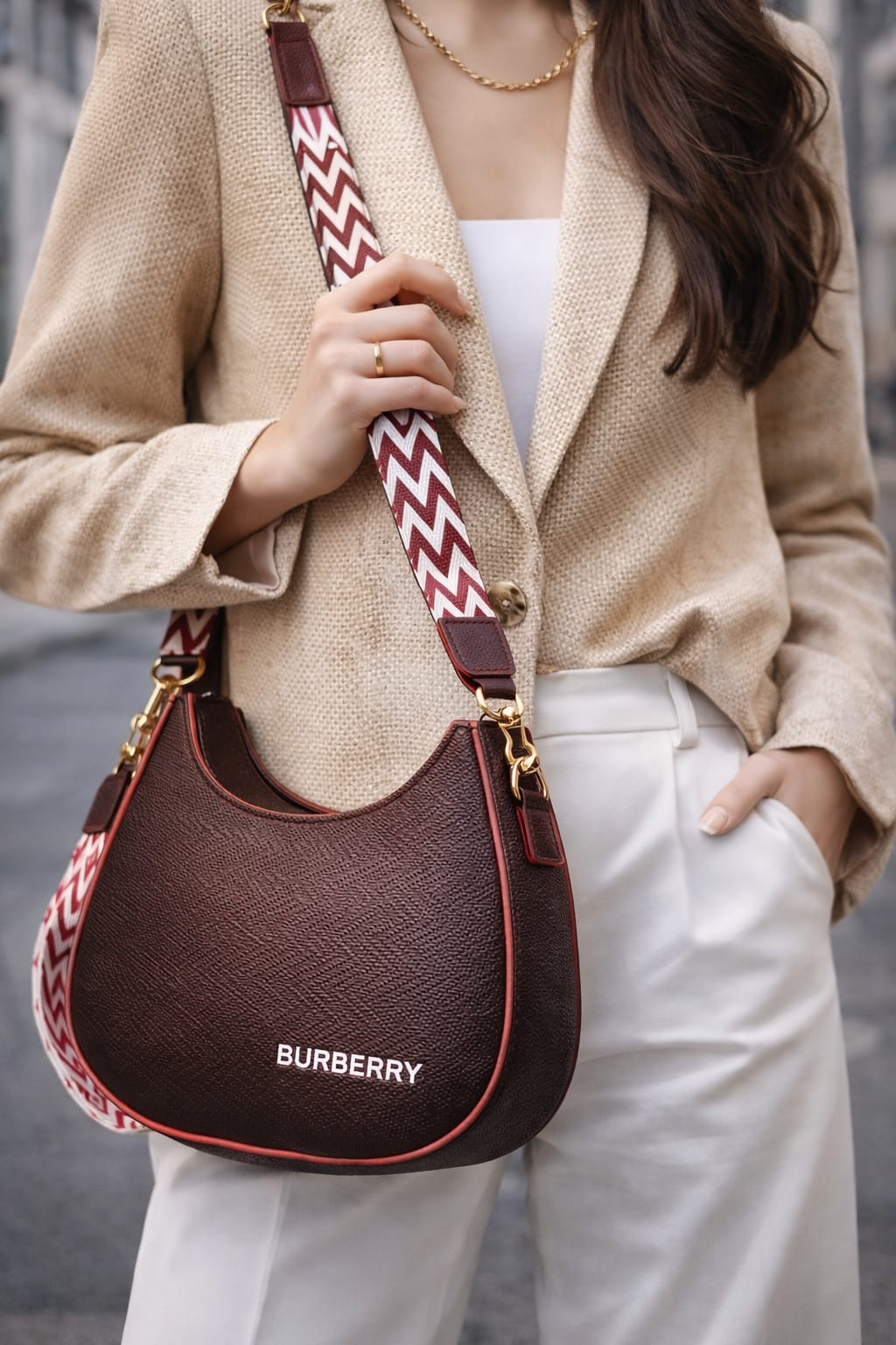 DOUBLE ZIPPER HALFMOON HANDBAG FOR FEMALE