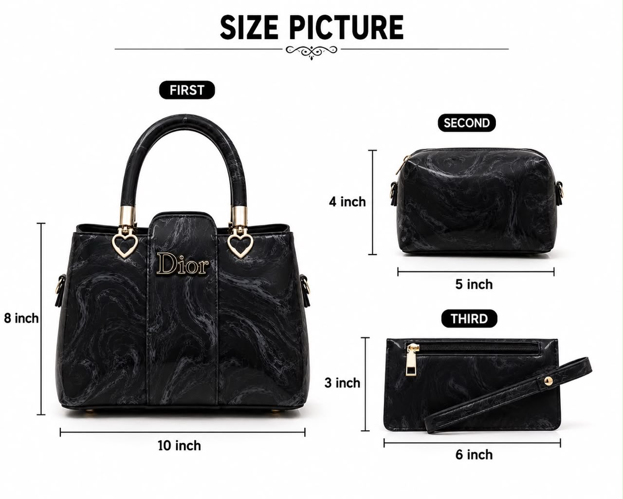 DiorMarbal Texture High Quality 3Pcs Shoulder Bag