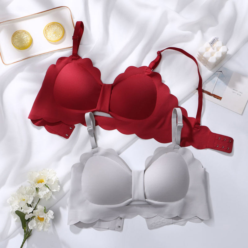 Women Red Skin Bralette Cotton Panties Bra Sets Half Cup Padded Sexy Lingerie Sets Wireless Underwear A B