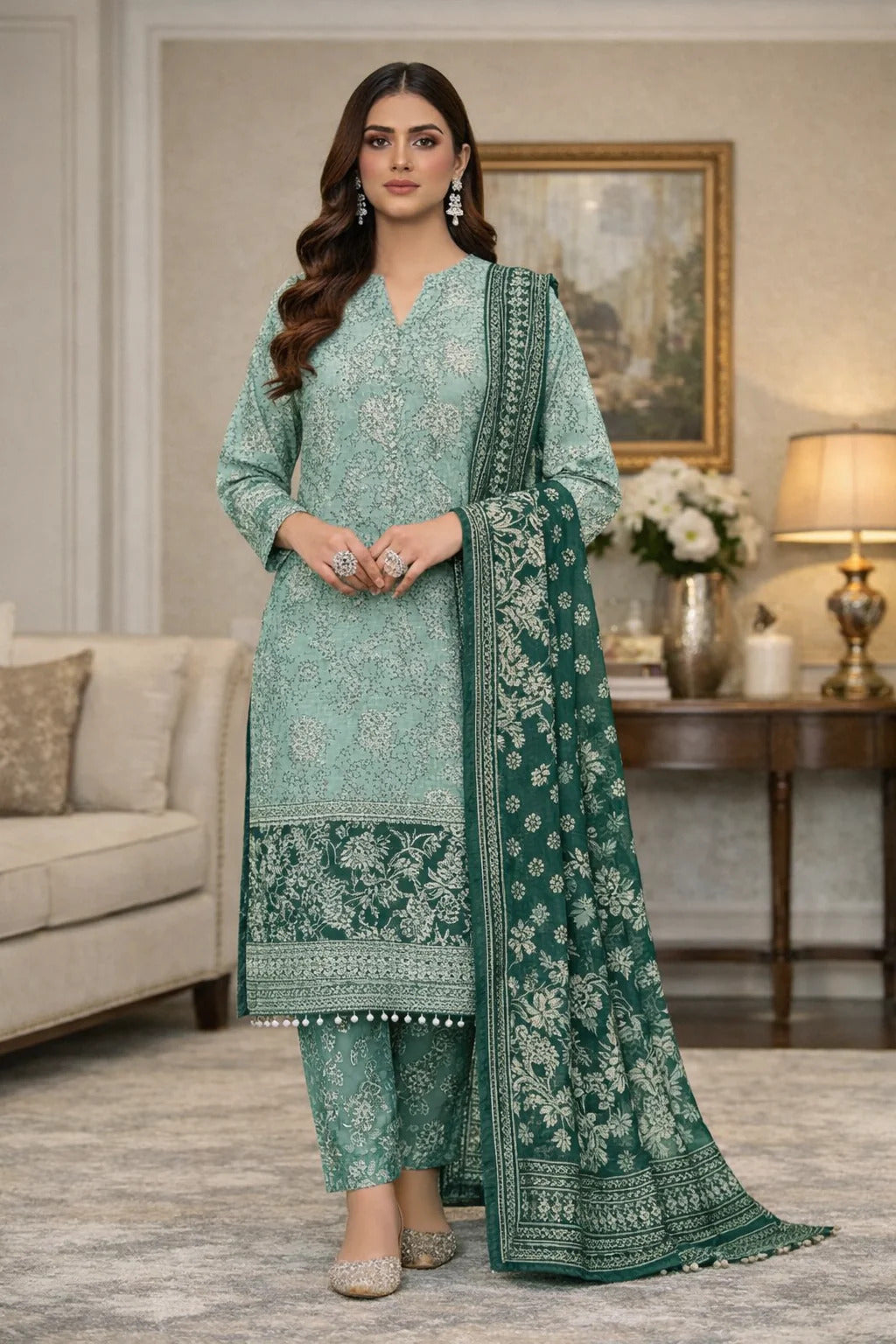 Unstitched Breeze Lawn Suit, All Over Stylish Printed Summer Wear Collection – Random Article VG- 16