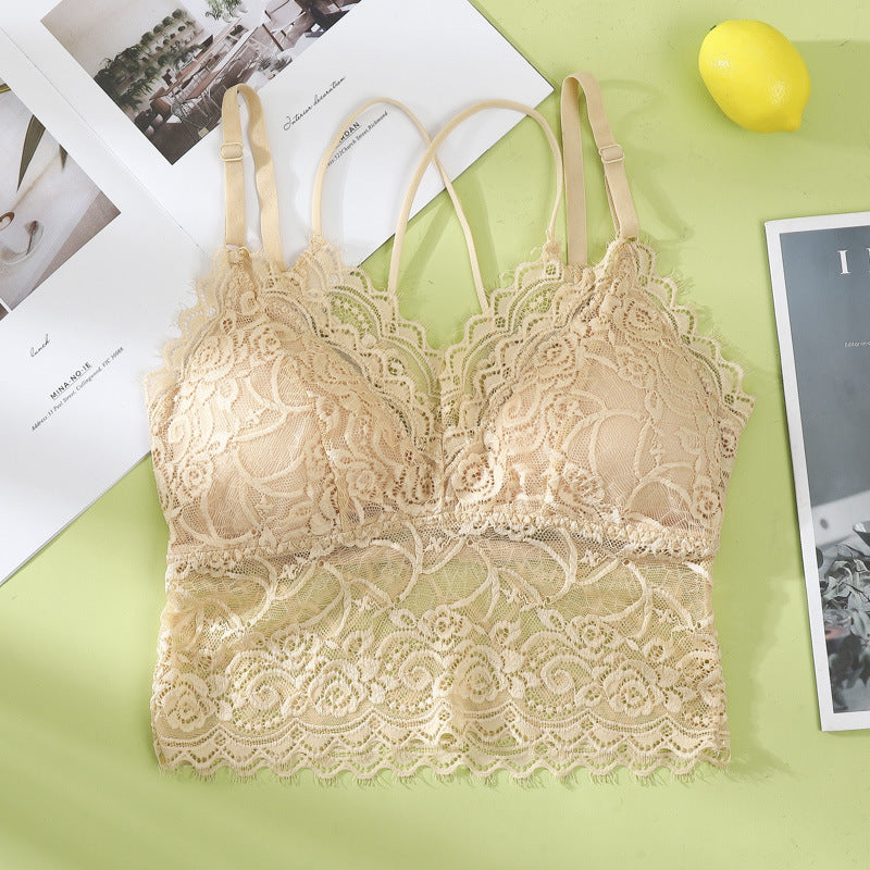 Linbaiway Women Lace Bras Tube Top Underwear Sexy Seamless Push Up Bralette Crop Top Female Padded Brassiere Bralette