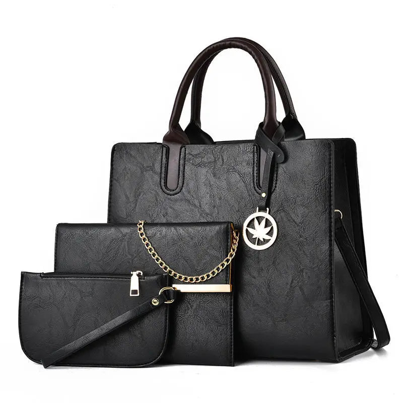 New Luxury Leather Women's Bag Lacquer Leather 3piece Set Women's Handbag Fashion Trend Women's Crossbody Bag Large Tote Bag