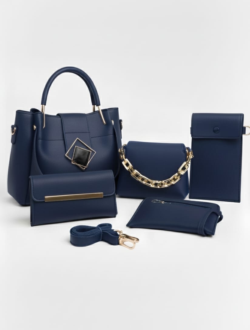 5-PCS DIAMOND PREMIUM LEATHER HANDBAGS