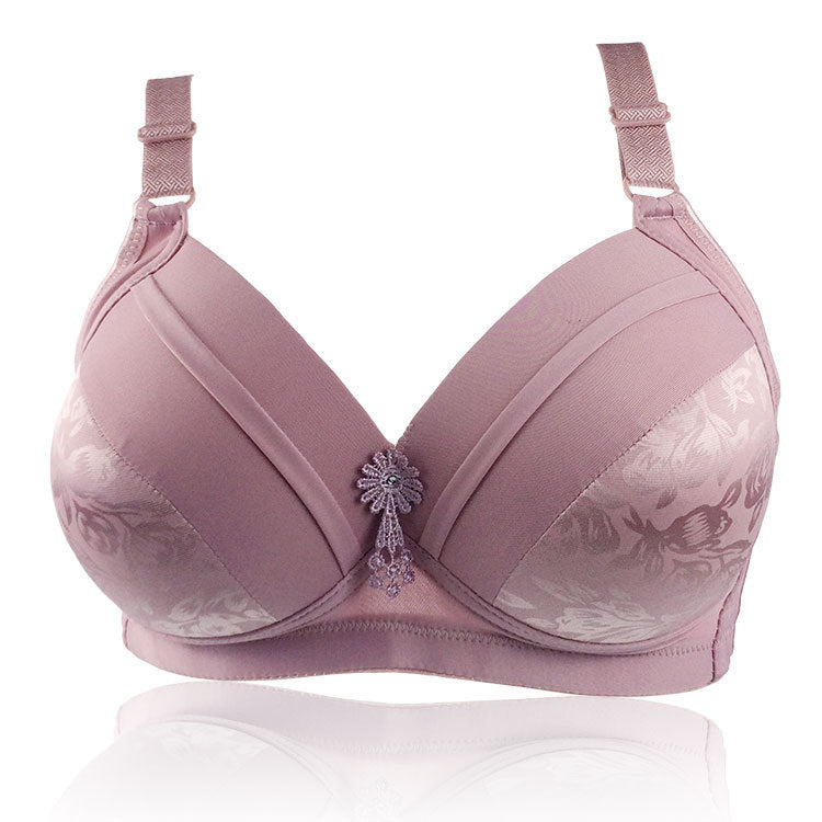 Linbaiway BC Cup Bras for Big Breasted Women Fat Full Coverage Wire Free Back Closure Underwear Gathered Bra