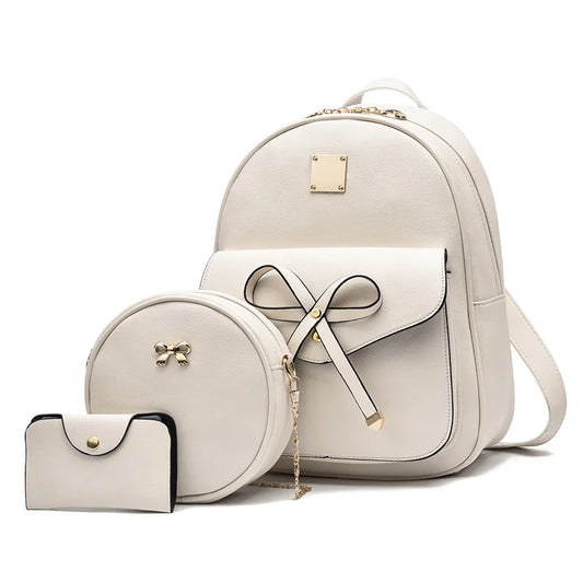 Hot Selling Bow Women's Backpack 2024 New Fashion Three Piece Set Girl Backpack with Small Bags Large Capacity for Women's Bags
