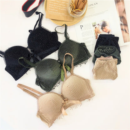 For Women Green Padded Bras Panties Push Up Bra Set Sexy Lingerie Set Underwear Lovely One-Piece Bra Sets