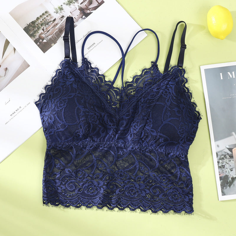 Linbaiway Women Lace Bras Tube Top Underwear Sexy Seamless Push Up Bralette Crop Top Female Padded Brassiere Bralette