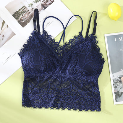 Linbaiway Women Lace Bras Tube Top Underwear Sexy Seamless Push Up Bralette Crop Top Female Padded Brassiere Bralette