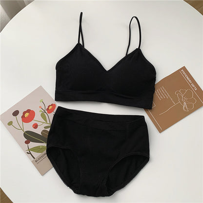 Seamless Sports Underwear Set Women Wireless Padded Bra Set One Piece Tube Top Bralette Soft Breathable Lingerie