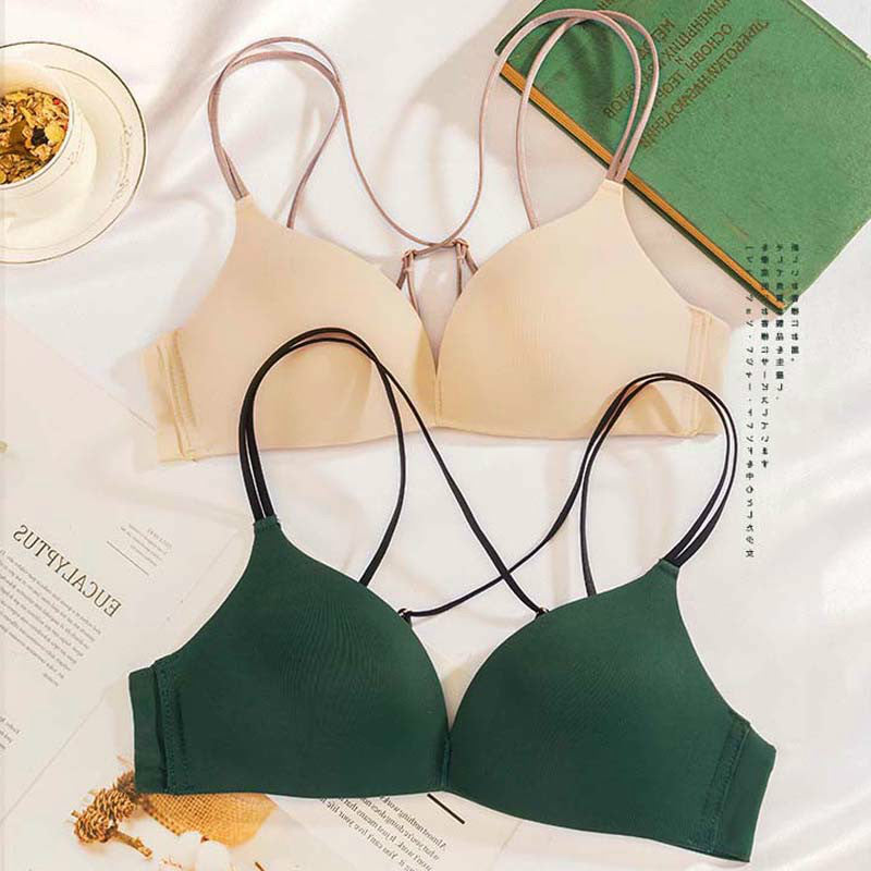 Spring Green For Women Straps Sexy Lingerie Set Wireless Cotton Panties Underwear One-Piece Bra Sets A B Lingerie