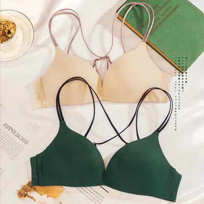 Spring Green For Women Straps Sexy Lingerie Set Wireless Cotton Panties Underwear One-Piece Bra Sets A B Lingerie