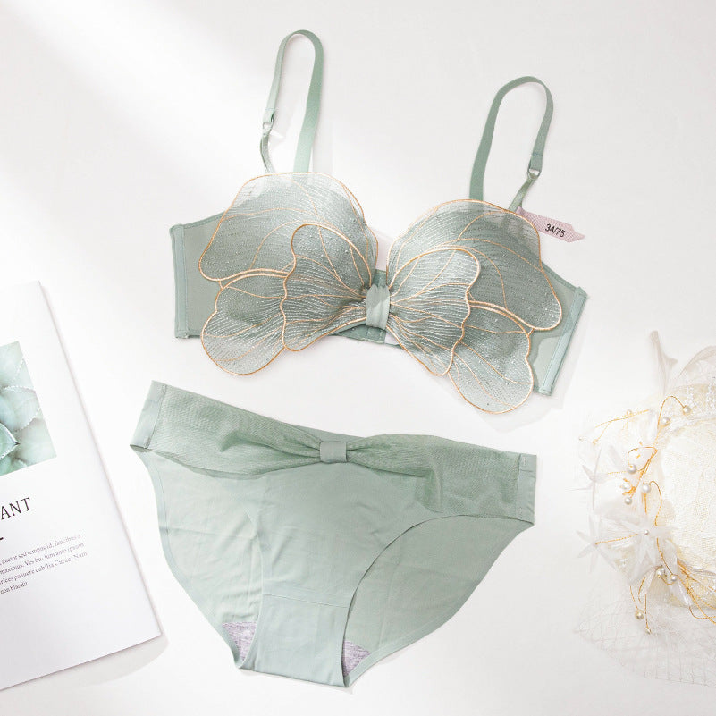 New For Women Red Green Sexy Lingerie Bralette Push Up Cotton Panties Wireless Bra Sets Underwear A B Female Bras