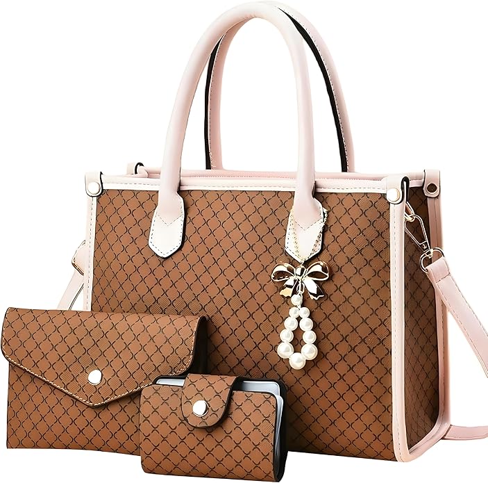 3Pcs Purses and Handbags Set for Women, Top Handle Satchel Shoulder Crossbody Tote Bag Purse with Wallet