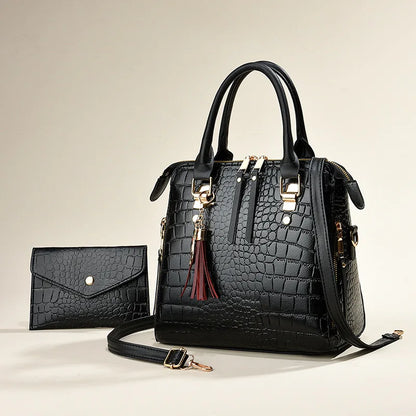 Luxury Crocodile Pattern Handbag Women Tote Bags New PU Leather Tassel Shoulder Bag Brands Design Womens Handle Bag Lady Purse
