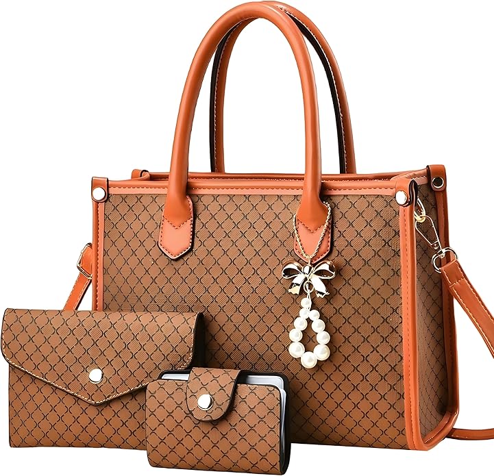 3Pcs Purses and Handbags Set for Women, Top Handle Satchel Shoulder Crossbody Tote Bag Purse with Wallet for Work