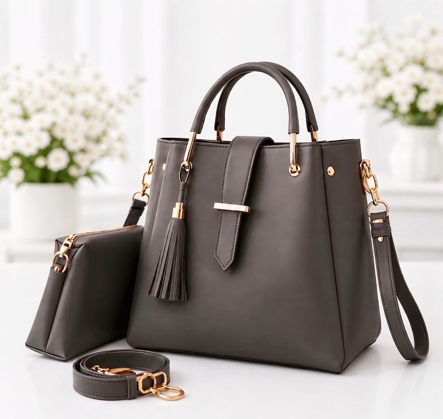 2-PCS TUSEL  PREMIUM LEATHER HANDBAGS