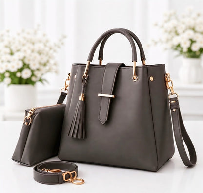 2-PCS TUSEL  PREMIUM LEATHER HANDBAGS