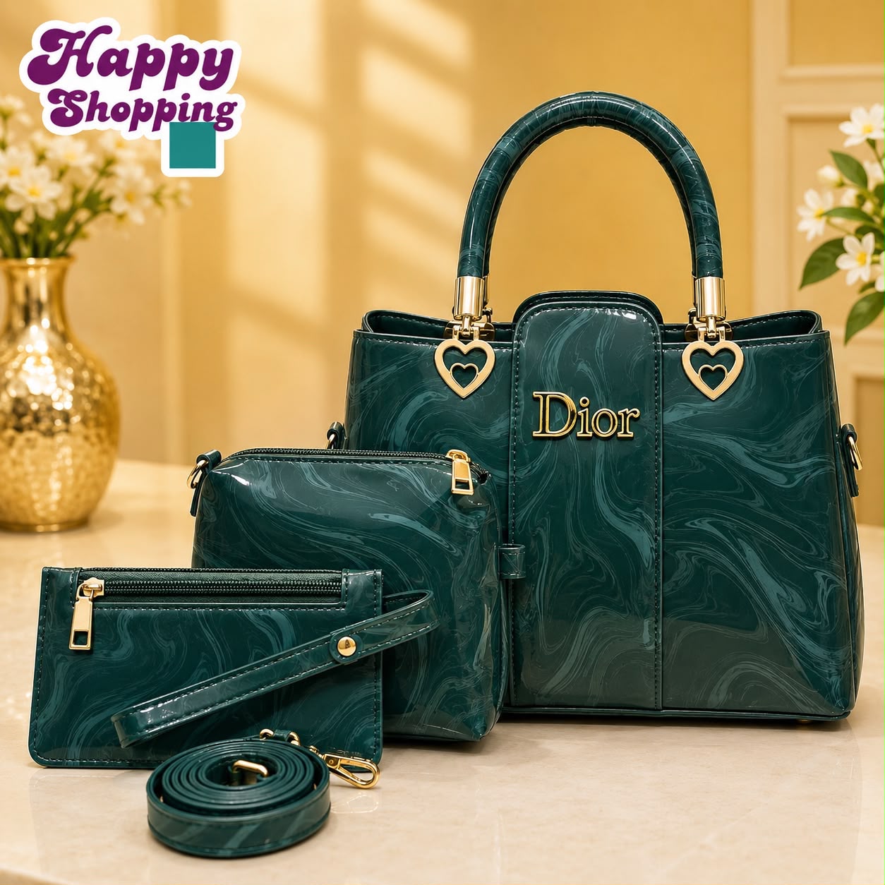 DiorMarbal Texture High Quality 3Pcs Shoulder Bag