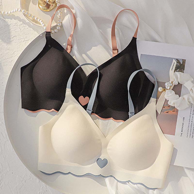 for Women Pink Blue One-Piece Bra Sets Seamless Bralette Cotton Panties Push Up Underwear Wireless Lingerie Set