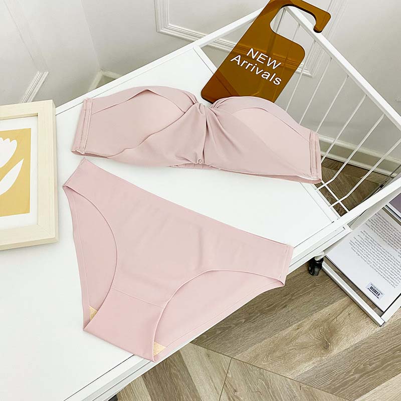 for Women Green Pink One-Piece Bra Sets Seamless Bralette Cotton Panties Push Up Underwear Wireless Lingerie Set