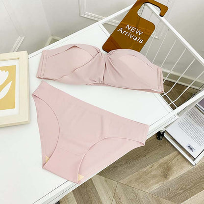 for Women Green Pink One-Piece Bra Sets Seamless Bralette Cotton Panties Push Up Underwear Wireless Lingerie Set