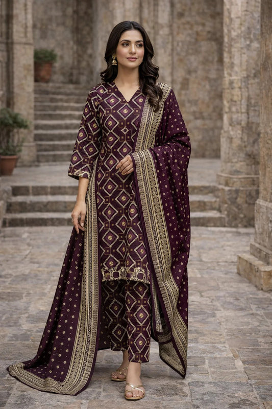 Swiss Lawn Unstitched 3 Piece Suit - A1767