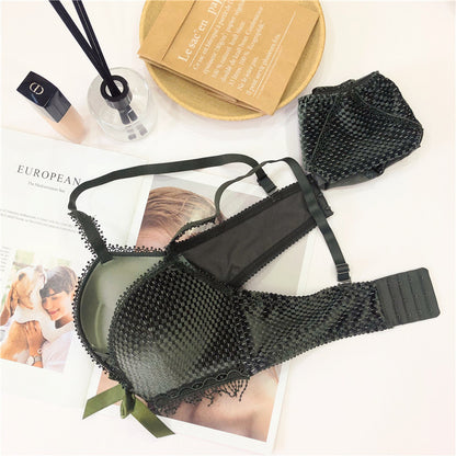 For Women Green Padded Bras Panties Push Up Bra Set Sexy Lingerie Set Underwear Lovely One-Piece Bra Sets