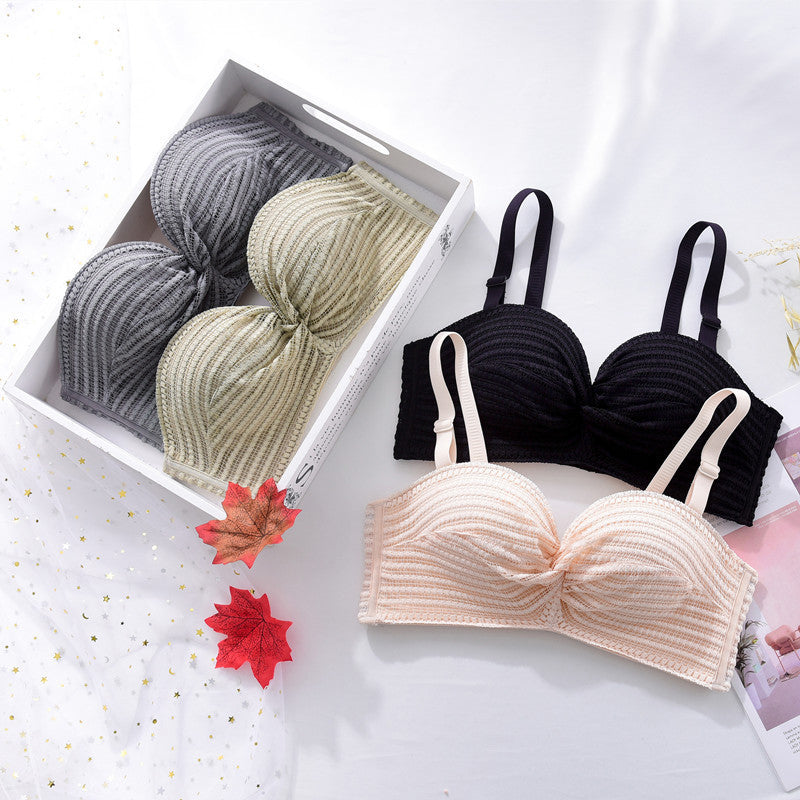 Women Skin Gray Sexy Lingerie Sets Wireless Lace Panties Padded Bras Push Up Bra Sets Underwear A B Invisible