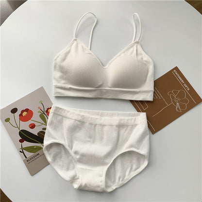 Seamless Sports Underwear Set Women Wireless Padded Bra Set One Piece Tube Top Bralette Soft Breathable Lingerie