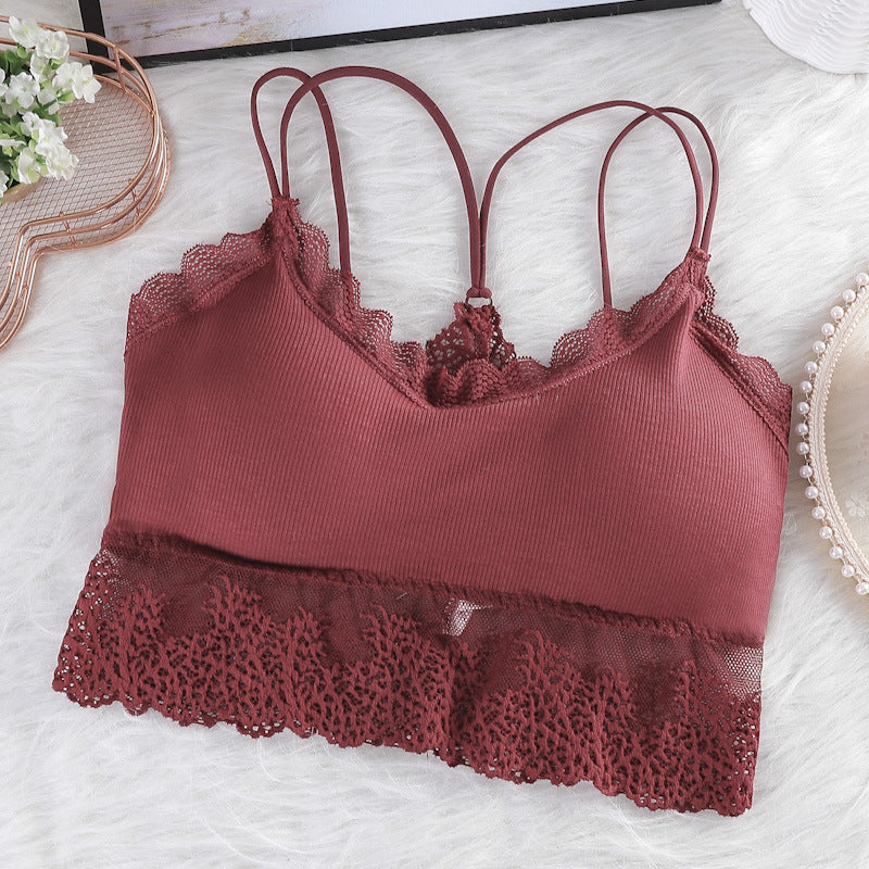 Wireless Bras for Women Lingerie Cross Strap Sexy Bralette Push up Bra Straps Backless Lace Brassiere Femme