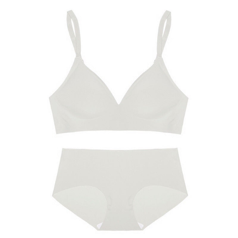 Deep V Neck Wire Free One- Piece Seamless Bra and Panties Set Underwear with Convertible Padded Soft Comfortable Lingerie